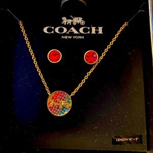 BNIB COACH necklace and earrings
